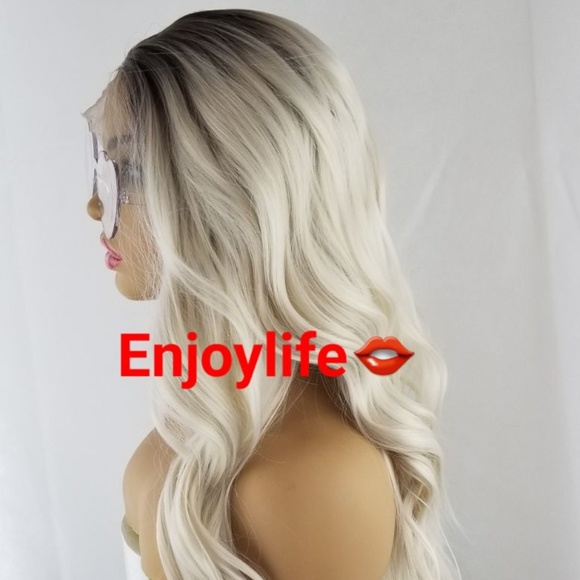 Ash blonde/dark Free part Lace Front Wig